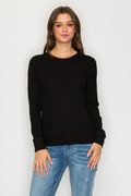 Long Sleeve Round Neck Thermal Top  BLACK