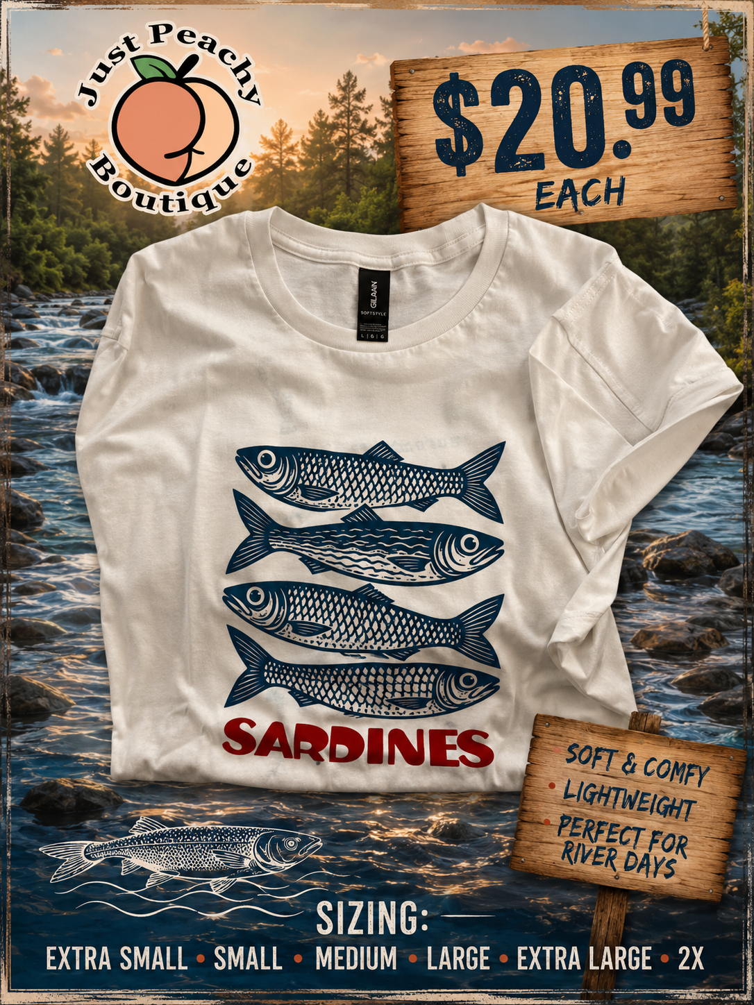 Gildan softstyle tee DTF sardines pring