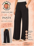 Stretchy rib wide leg pants