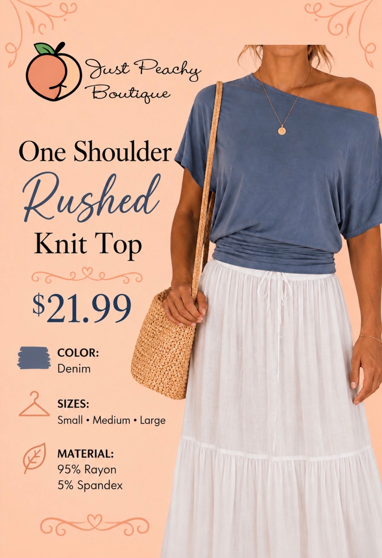 One shoulder rushed knit top