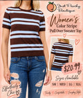 Cielo Women's Color Stripe Pull Over Sweater Top
