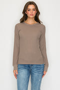 Long Sleeve Round Neck Thermal Top TAUPE