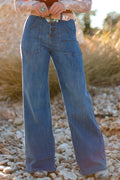 Ashleigh blue button high waisted jean