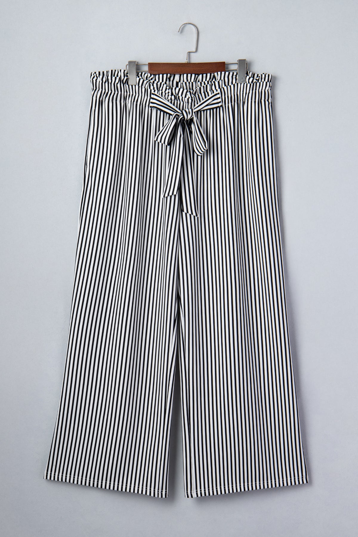 Black stripe high waisted loose straight casual pant