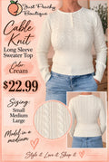 Cable Knit Long Sleeve Sweater Top